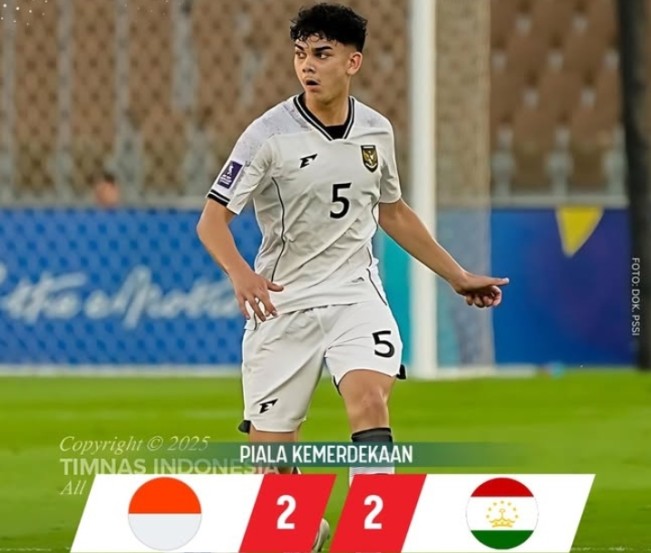 Ilustrasi Timnas Indonesia U-17 seri hadapi Tajikistan 1-1 di laga perdana Piala Kemerdekaan 2025. [Instagram]